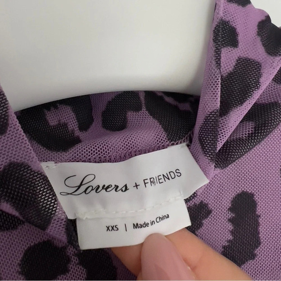 LOVERS & FRIENDS Lauryn top animal print mesh purple leopard size XXS - Picture 5 of 8